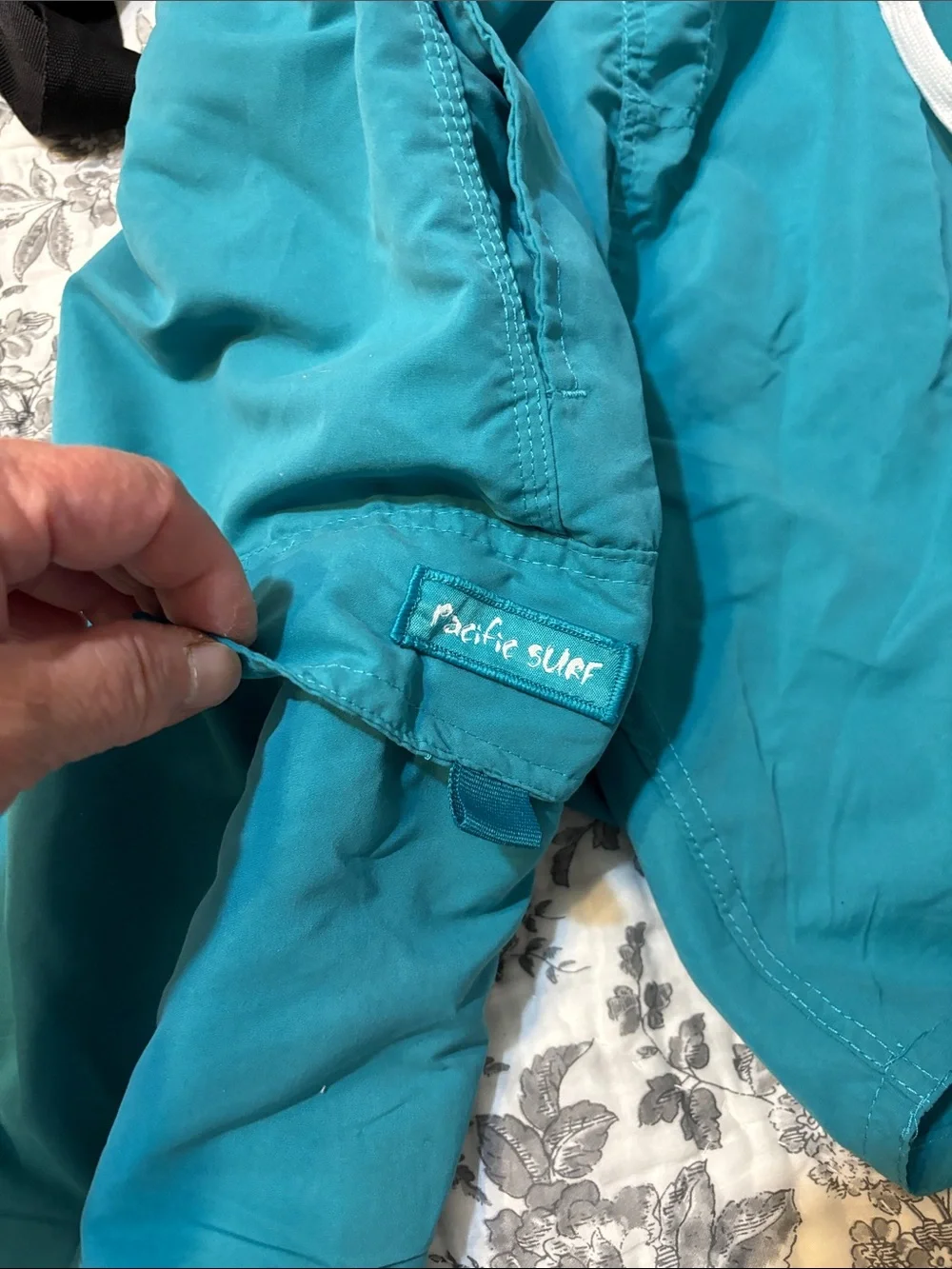 Pacific Surf Teal Men's Cargo Swimtrunks with Drawstring Waist